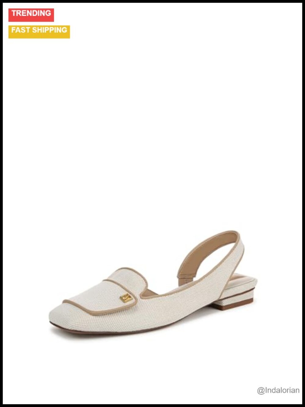 Slingback Ballet Flats Square Toe 1 Inch Heel Casual Walking